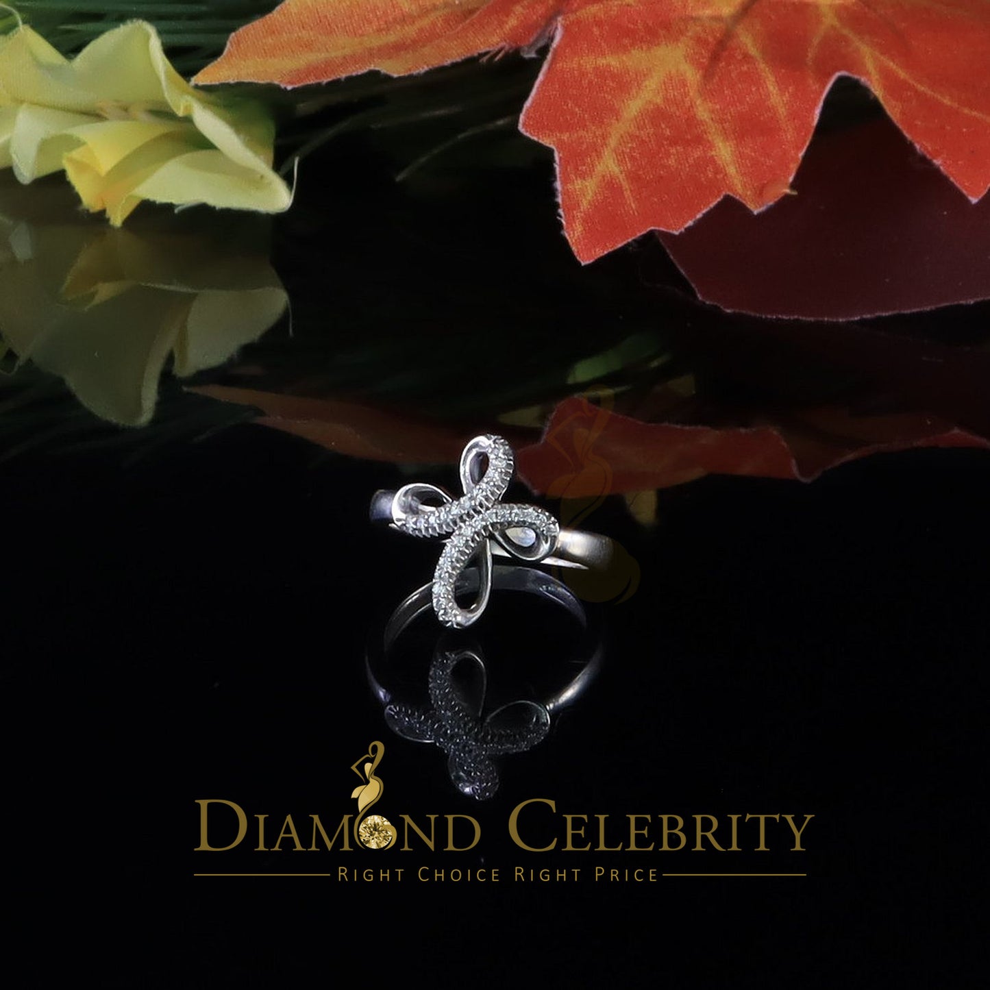 DiamondCelebritees Diamond Celbrity Cubic Zirconia 0.20ct White Silver Set Womens Cross Ring Size 7