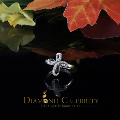 DiamondCelebritees Diamond Celbrity Cubic Zirconia 0.20ct White Silver Set Womens Cross Ring Size 7