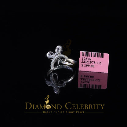 DiamondCelebritees Diamond Celbrity Cubic Zirconia 0.20ct White Silver Set Womens Cross Ring Size 7