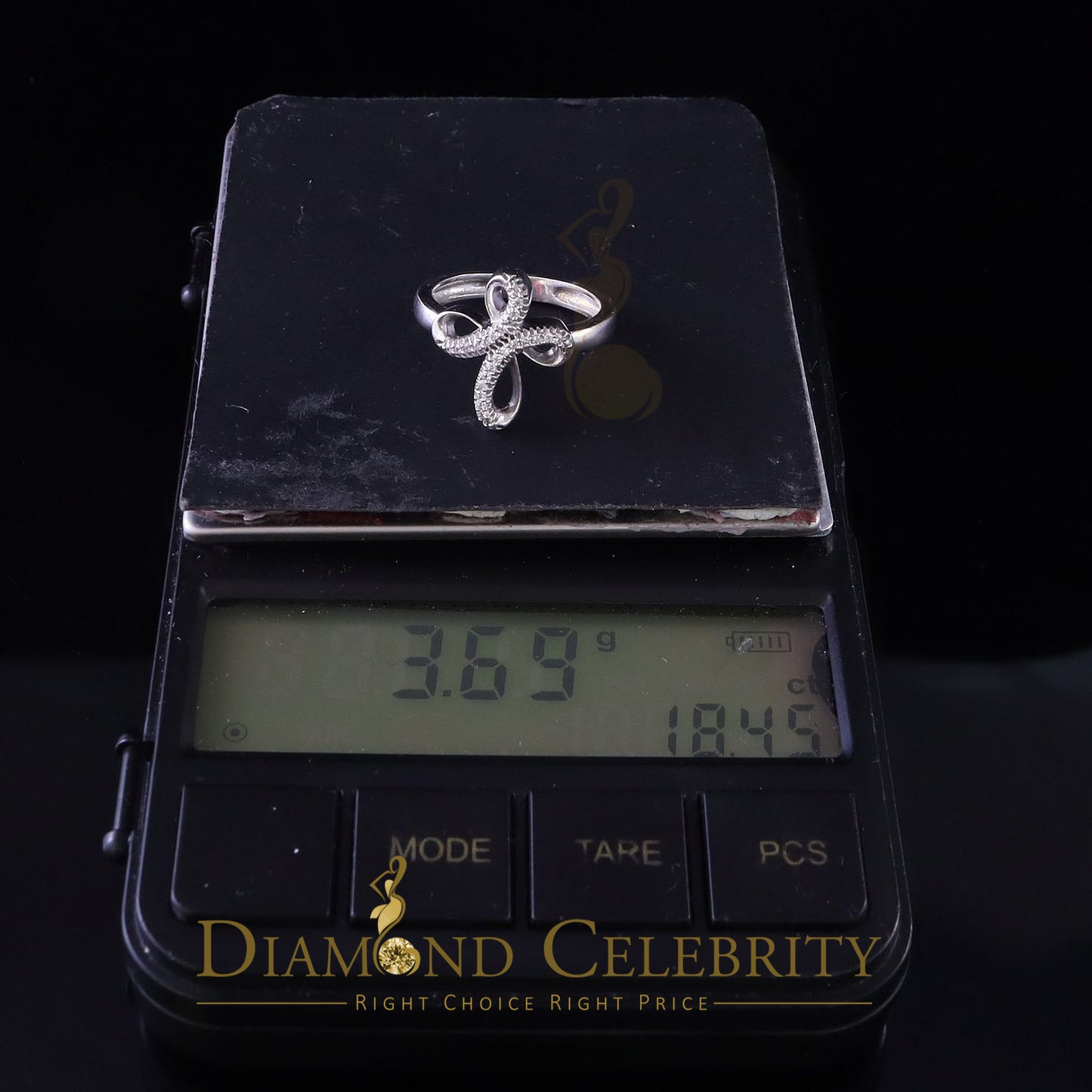 DiamondCelebritees Diamond Celbrity Cubic Zirconia 0.20ct White Silver Set Womens Cross Ring Size 7