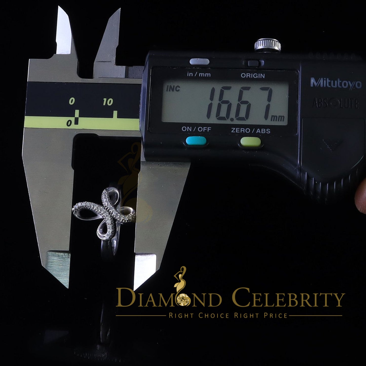 DiamondCelebritees Diamond Celbrity Cubic Zirconia 0.20ct White Silver Set Womens Cross Ring Size 7