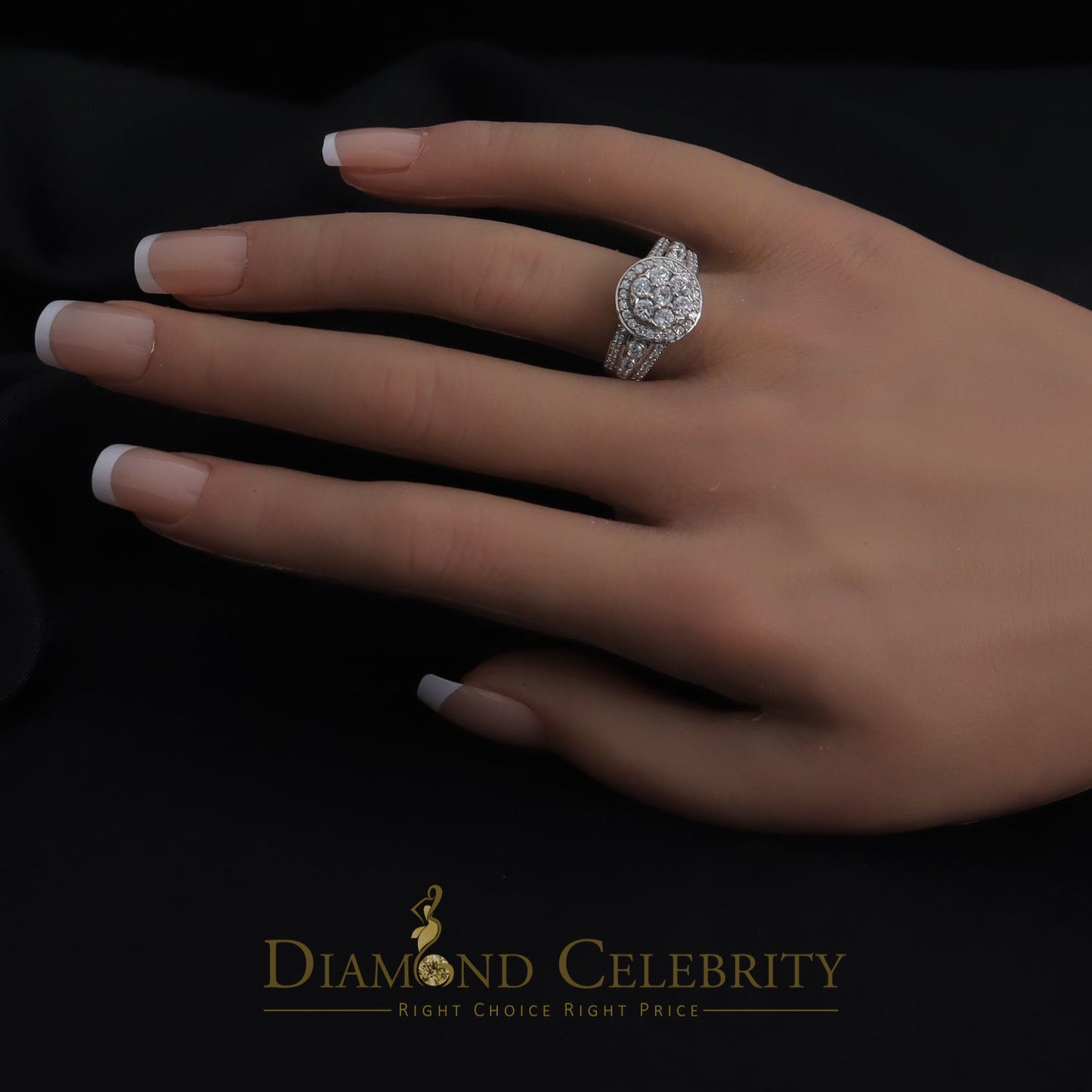 DiamondCelebritees 925 White Silver 2.10ct Cubic Zirconia Round Engagement For Women's Ring Size 07