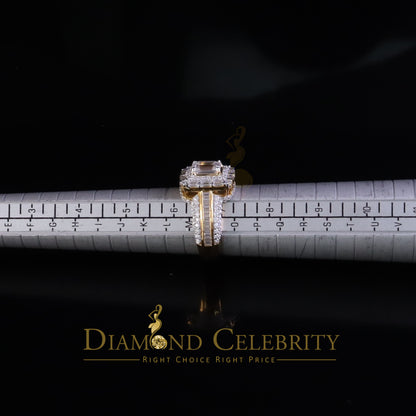 DiamondCelebritees 3.00ct VVS D Silver Yellow Emerald 925 Moissanite Square Baguette Ring SZ7 Women