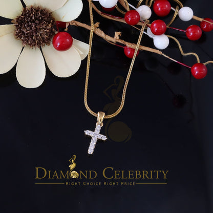 DiamondCelebritees Promising Fancy Yellow Sterling Silver Cross Pendant with 1.21ct Cubic Zirconia