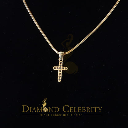 DiamondCelebritees Promising Fancy Yellow Sterling Silver Cross Pendant with 1.21ct Cubic Zirconia