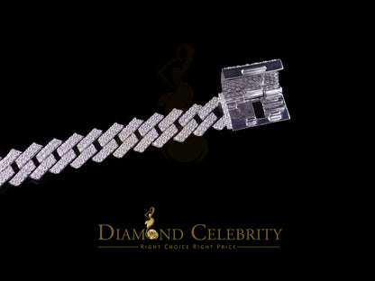 Diamondcelebritees  Manoco Men's Bracelet 925 Silver White 16ct Moissanite size 8.5inch & Width 16mm