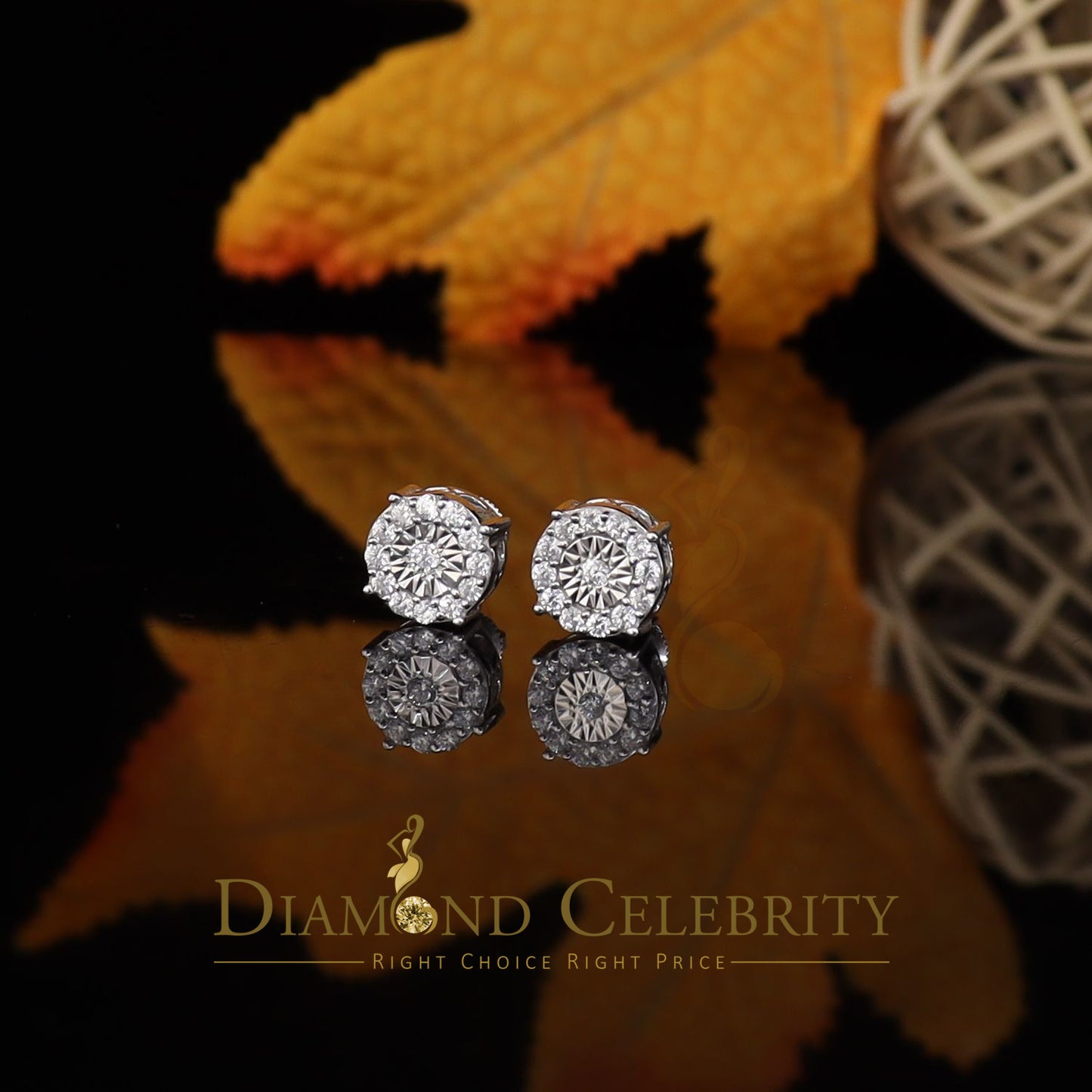 DiamondCelebritees  White Silver 1.12ct Cubic Zirconia 925 Women's & Men's Hip Hop Square Earrings