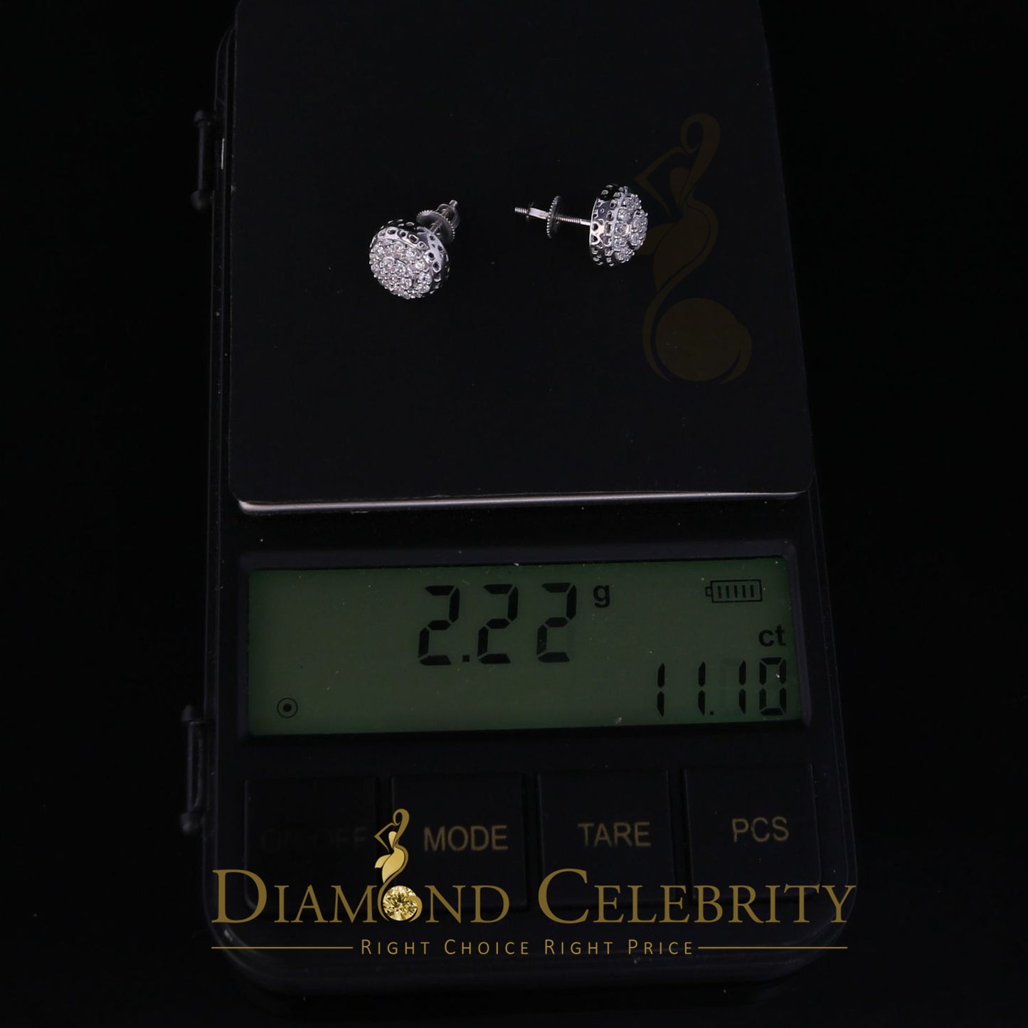 DiamondCelebritees  3.45ct Cubic Zirconia 925 White Silver Women's & Men's Hip Hop Round Earrings