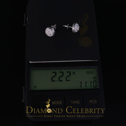 DiamondCelebritees  3.45ct Cubic Zirconia 925 White Silver Women's & Men's Hip Hop Round Earrings