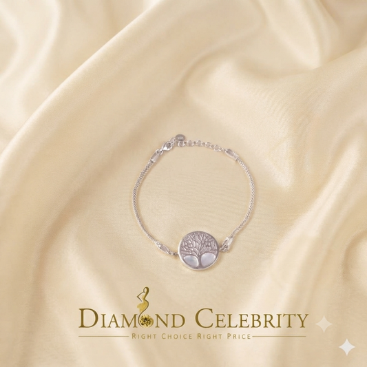 DiamondCelebritees White 925 Sterling Silver Women's Mother Of Pearl Tree Of Life Bracelet Size 8