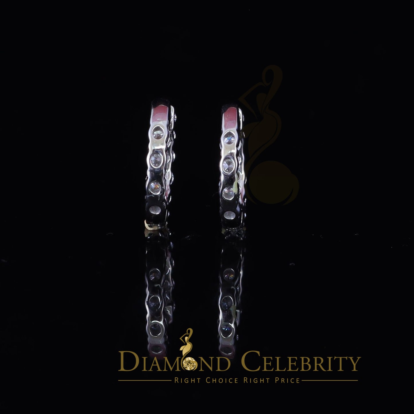 Diamondcelebritees 2.50ct Moissanite White 925 Sterling Silver Women's In and Out Hoop Earrings