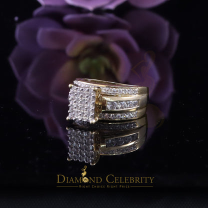 DiamondCelebritees 925 Sterling Yellow Silver Square 2.12ct Cubic Zirconia Womens Ring Size 7