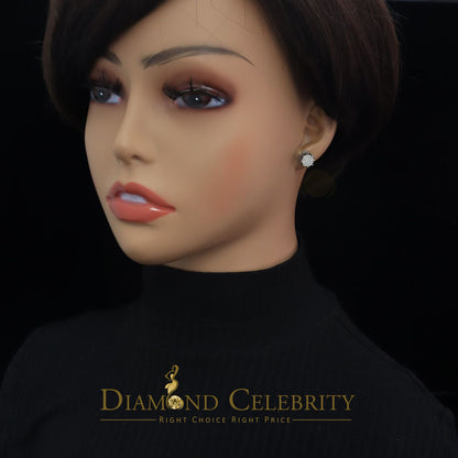 DiamondCelebritees  925 White Sterling Silver 0.58ct Cubic Zirconia Women's Hip Hop Flower Earrings