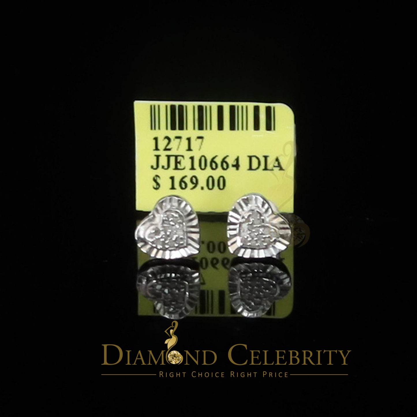 DiamondCelebritees Aretes Para Hombre Heart 925 White Silver 0.10ct Diamond Women & Men Earrings