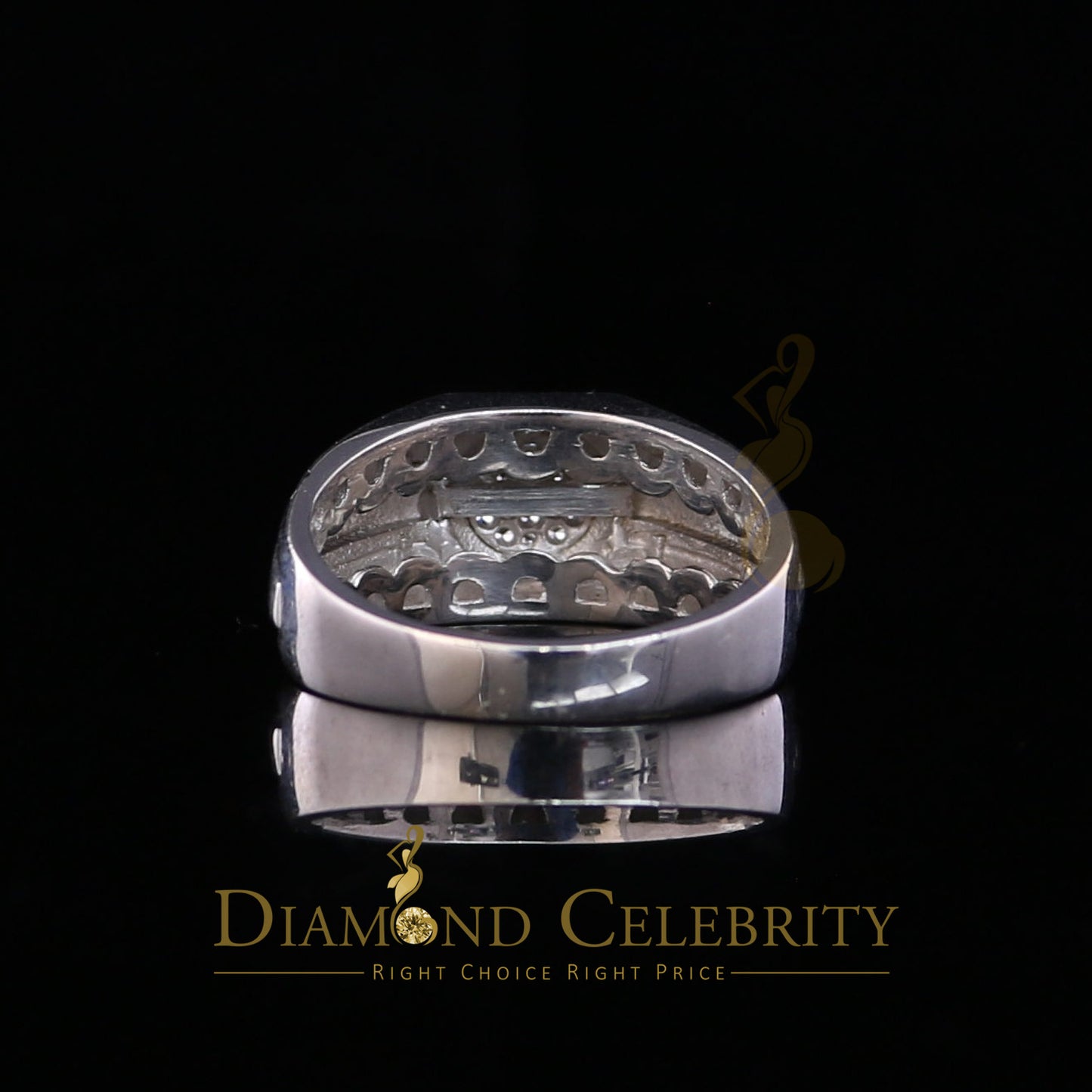 DiamondCelebritees 925 Silver White 0.38ct Cubic Zirconia Wide Men's Engagement Band Ring Size 11.5