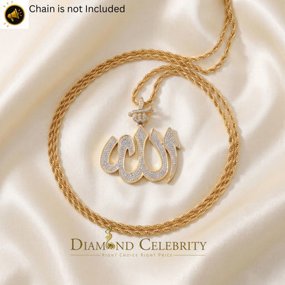 DiamondCelebritees  Real 0.25ct Diamond Sterling Silver ALLAH Charm Necklace Pendant in Yellow