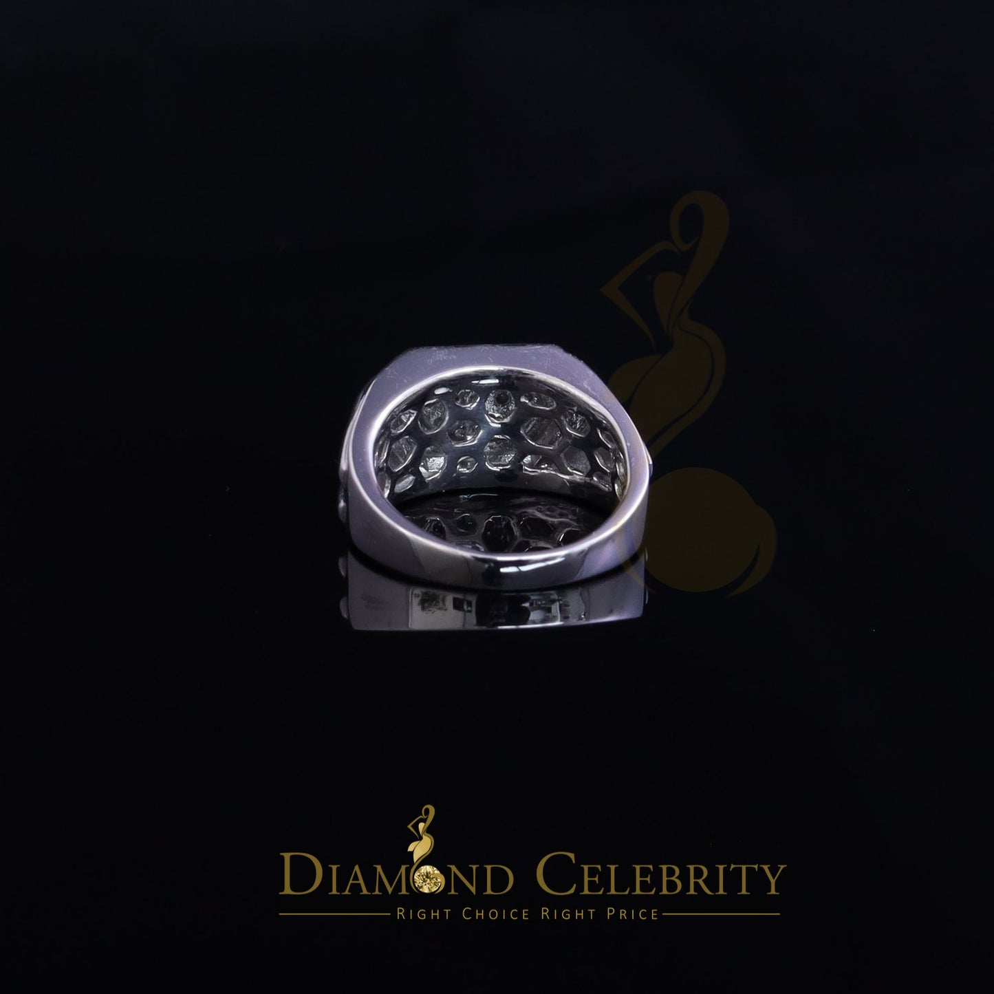 DiamondCelebritees Sterling White Silver 0.40ct Cubic Zirconia Hexagon Engagement Men's Ring Size 9