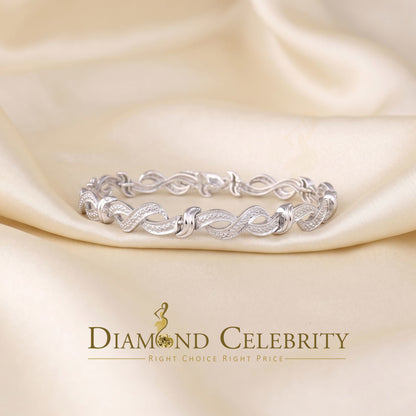Diamondcelebritees White 0.15CT Real Diamond 925 Sterling Silver Fancy Bracelet-Size 7 Inches