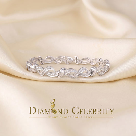 Diamondcelebritees White 0.15CT Real Diamond 925 Sterling Silver Fancy Bracelet-Size 7 Inches