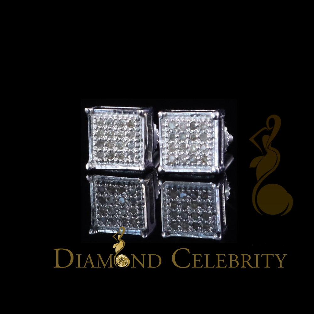 DiamondCelebritees 0.10ct Diamond Stud Earrings For Women White 925 Sterling Silver Stud For Men