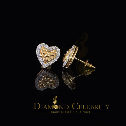 DiamondCelebritees 1.50ct Moissanite Yellow 925 Sterling Silver Women's Heart Shape Nugget Earrings