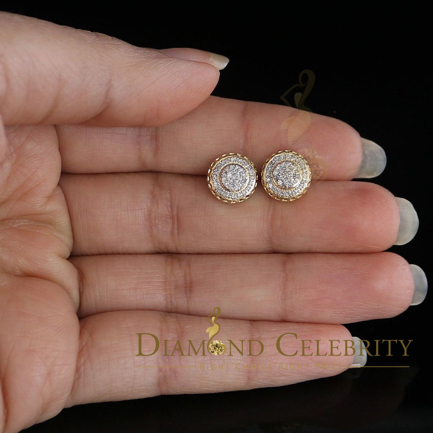 DiamondCelebritees 925 Sterling Silver 0.20ct Diamond For Women's/ Men's Yellow Stud Round Earrings