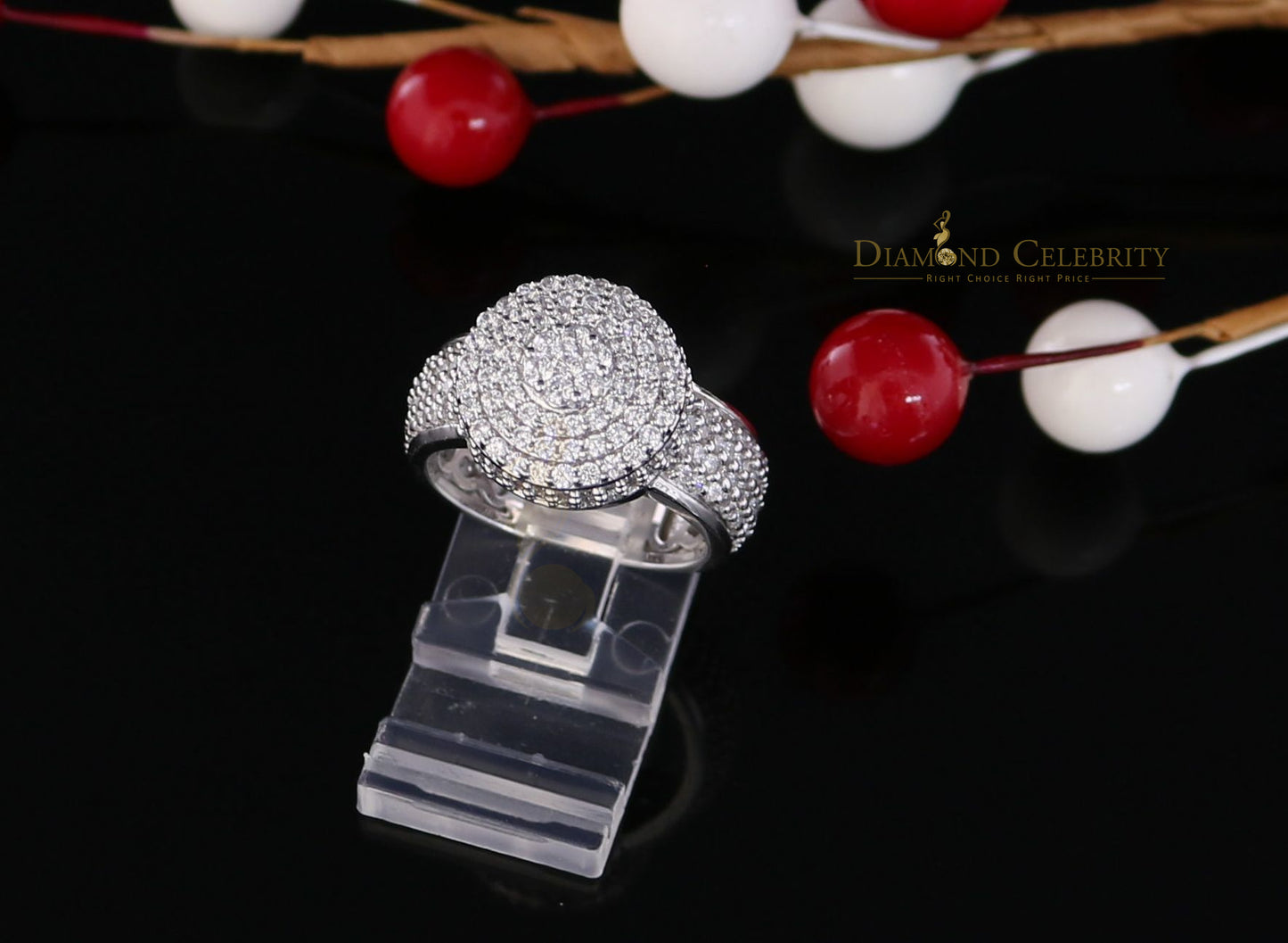 DiamondCelebritees Sterling White Silver Round-Shaped 4.75ct Cubic Zirconia Womens Ring Size 7.5