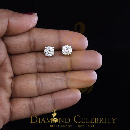 DiamondCelebritees 10k Real White Gold with 2.50ct Round VVS 'D' Color Moissanite Stud Earrings
