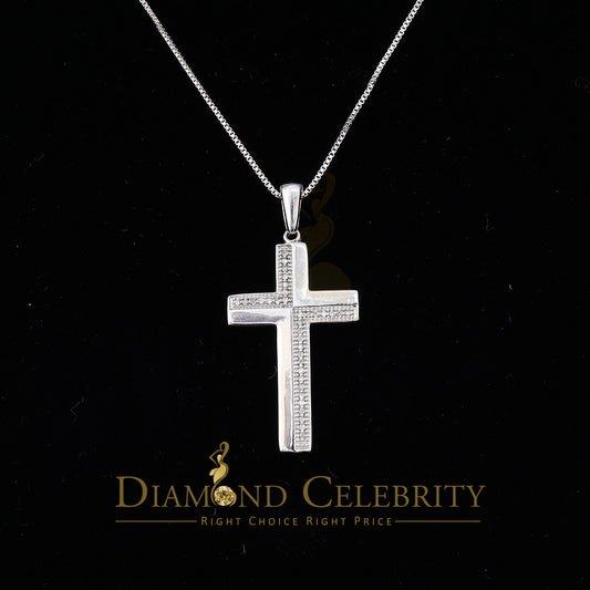 DiamondCelebritees  Real 0.10ct Diamond 925 Sterling Silver CROSS White Charm Necklace Pendant