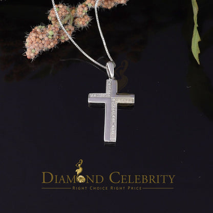 DiamondCelebritees  Real 0.10ct Diamond 925 Sterling Silver CROSS White Charm Necklace Pendant