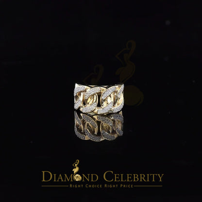 DiamondCelebritees 925 Sterling Silver Yellow Womens Ring Size 8 With Miami Cuban 0.33 CT Diamond