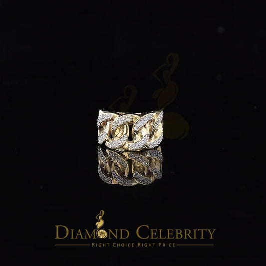 DiamondCelebritees 925 Sterling Silver Yellow Womens Ring Size 8 With Miami Cuban 0.33 CT Diamond