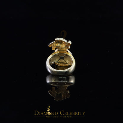0.25 CT Real Diamond Money Bag 925 Sterling Silver Yellow Men's Ring Size 11.5