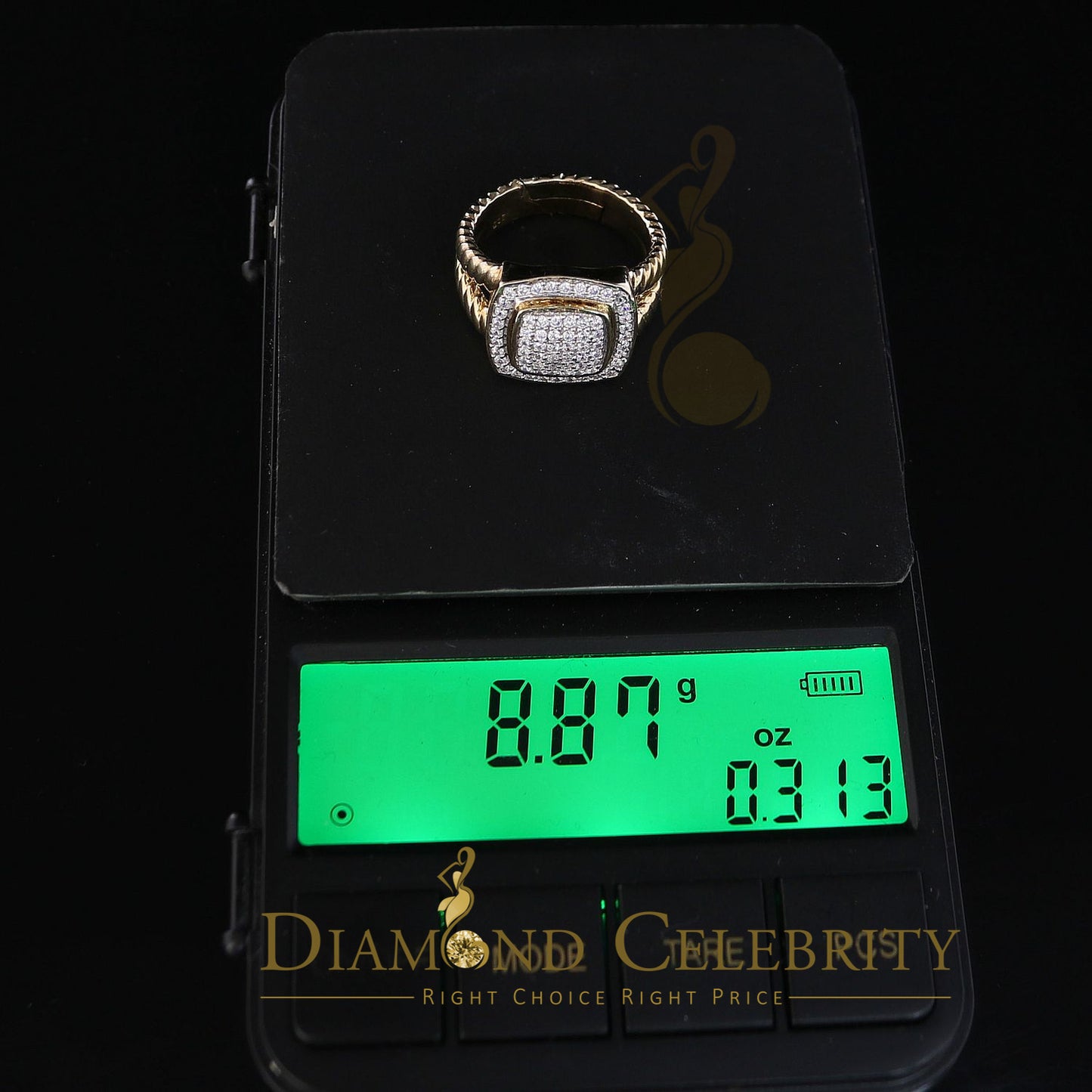 DiamondCelebritees 1.33ct Yellow Silver Square Cubic Zirconia Womens Adjustable Ring From SZ 8 to10