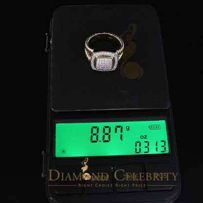 DiamondCelebritees 1.33ct Yellow Silver Square Cubic Zirconia Womens Adjustable Ring From SZ 8 to10