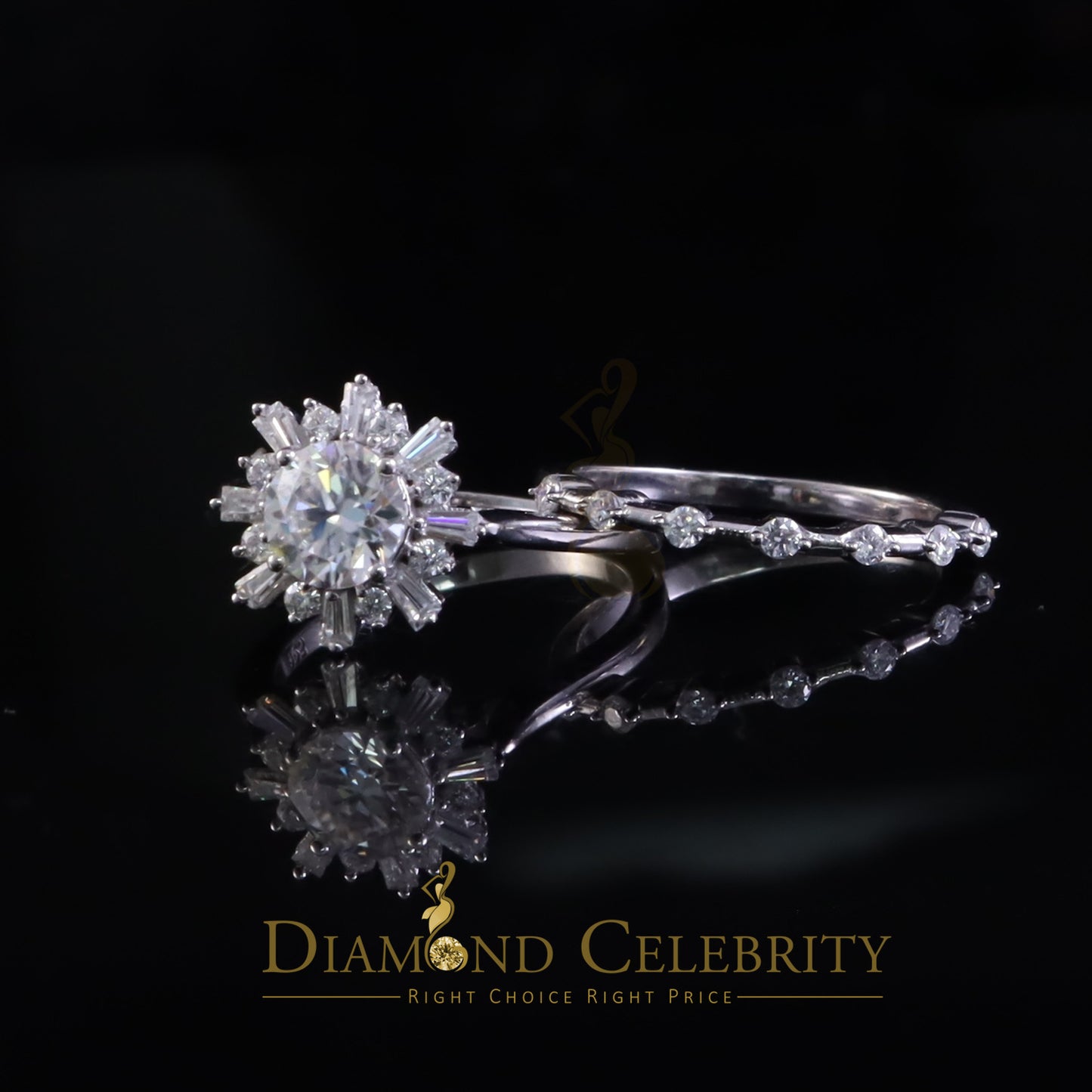 DiamondCelebritees New Womens 925 Silver White 1.25ct VVS 'D' Round Solitaire Moissanite Ring SZ 7