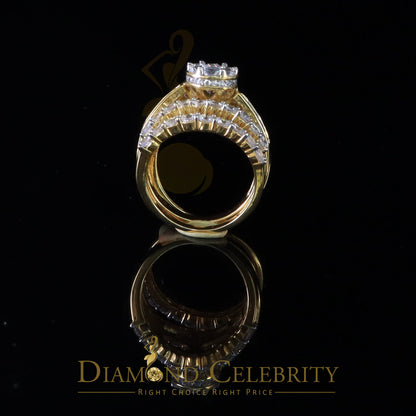 DiamondCelebritees 925 Sterling Silver 8.50ct Cubic Zirconia Piece Trio Yellow Womens Ring Size 9