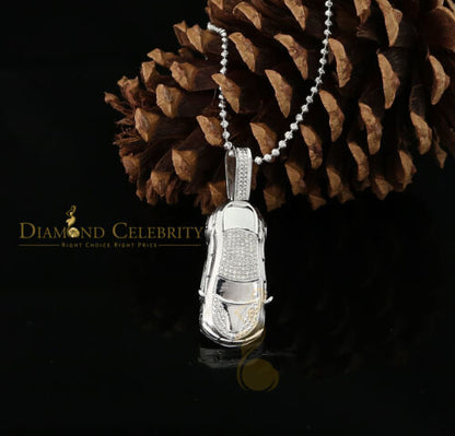 DiamondCelebritees Real 0.33ct Diamond 925 Sterling Silver Sport CAR Charm Necklace Pendant White