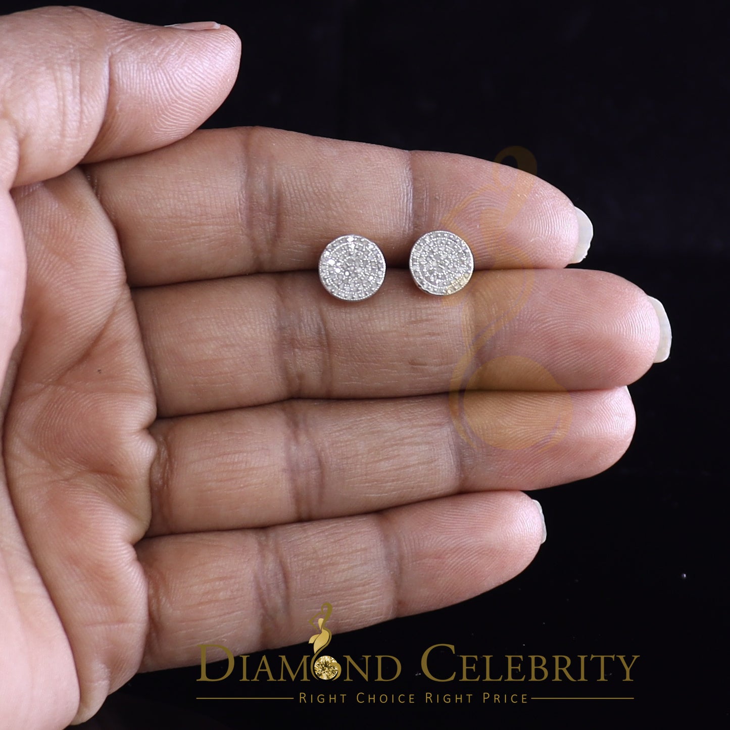 DiamondCelebritees 925 Sterling Silver Yellow 0.25ct Diamond For Men's/Women's Stud Round Earrings