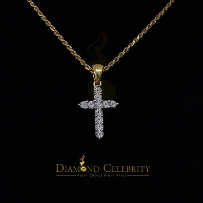 DiamondCelebritees  Real 0.33ct Diamond 925 Sterling Silver CROSS Charm Necklace Yellow Pendant
