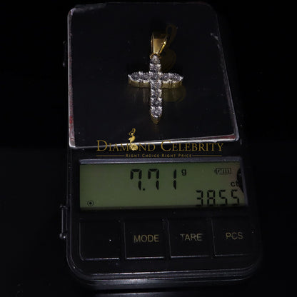 DiamondCelebritees  Real 0.33ct Diamond 925 Sterling Silver CROSS Charm Necklace Yellow Pendant