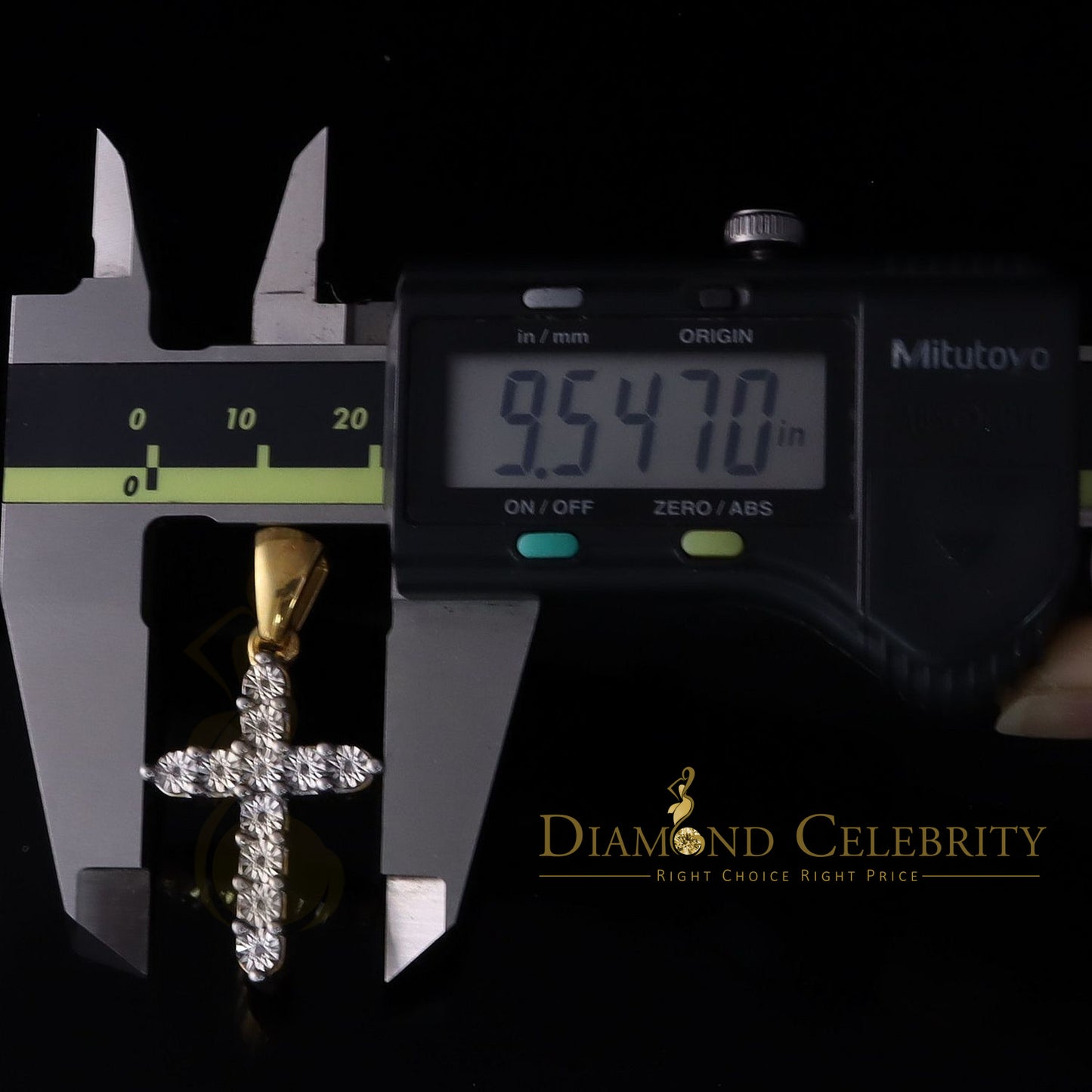 DiamondCelebritees  Real 0.33ct Diamond 925 Sterling Silver CROSS Charm Necklace Yellow Pendant