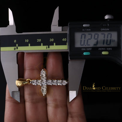 DiamondCelebritees  Real 0.33ct Diamond 925 Sterling Silver CROSS Charm Necklace Yellow Pendant
