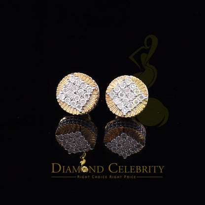 DiamondCelebritees 925 Sterling Silver Yellow Hip Hop 0.15ct Diamond Men's & Women's Round Earrings