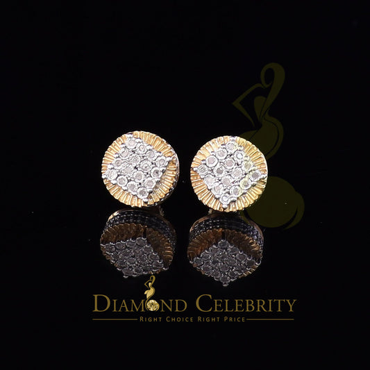 DiamondCelebritees 925 Sterling Silver Yellow Hip Hop 0.15ct Diamond Men's & Women's Round Earrings