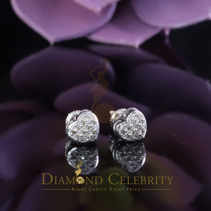 DiamondCelebritees Aretes Para Hombre Heart 925 White Silver 0.08ct Diamond Women's /Men's Earring