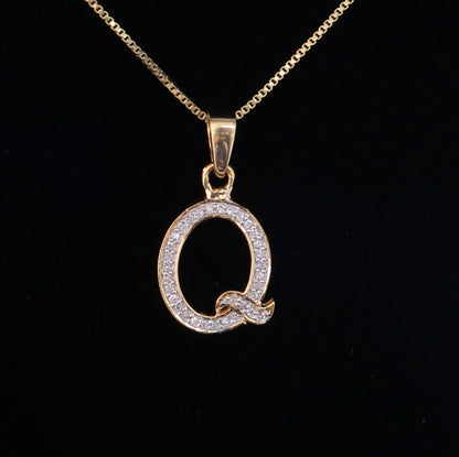 DiamondCelebritees Attractive Sterling SilverAll Alphabet Letter Yellow Pendant with Cubic Zirconia