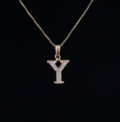 DiamondCelebritees Attractive Sterling SilverAll Alphabet Letter Yellow Pendant with Cubic Zirconia