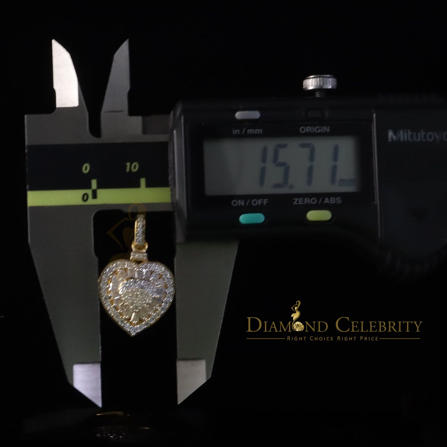 Diamondcelebritees Moissanite Women's Heart Pendant Bagutte & Rd 925 Yellow Silver 1.00ct VVS D