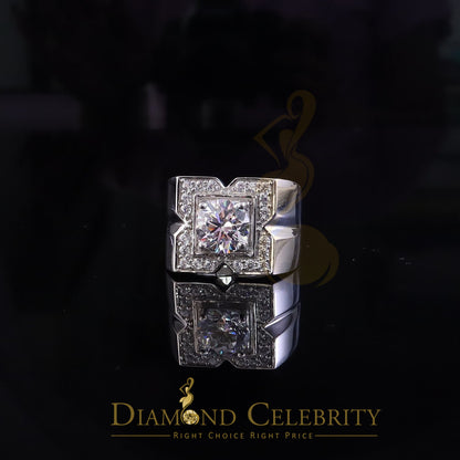 DiamondCelebritees 4.50ct Cubic Zirconia White 925 Silver Men's Adjustable Ring SZ From 9 to 11